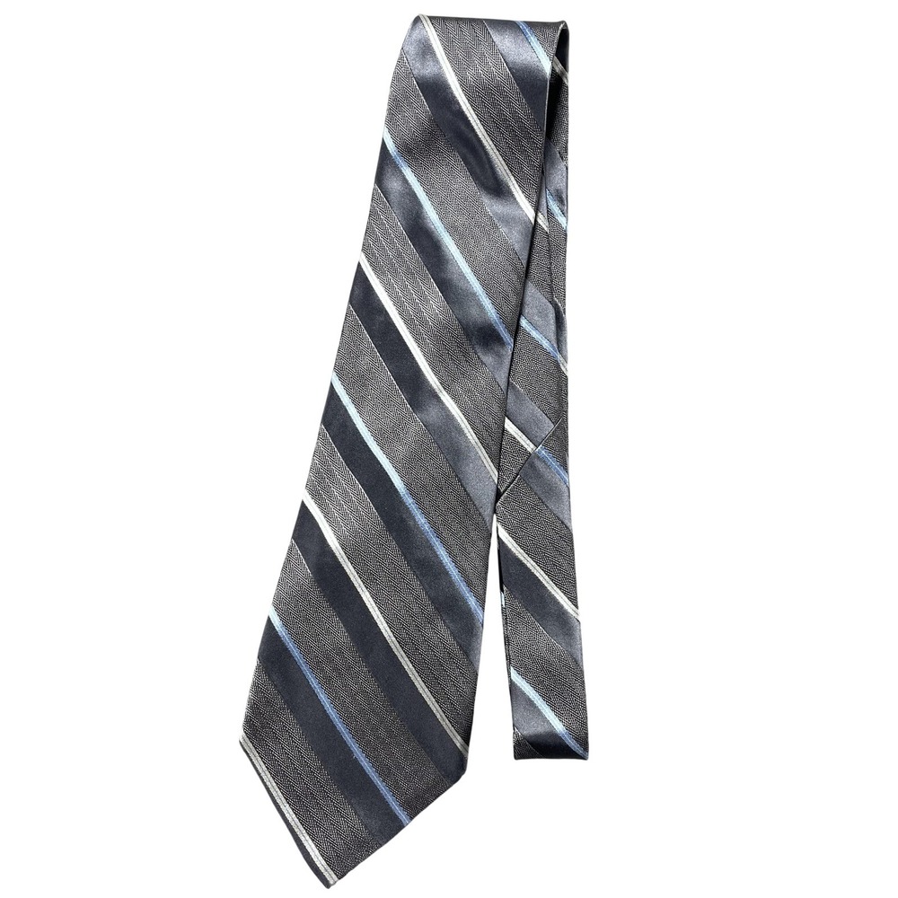Brooks Brothers Mens Gray Striped Silk Tie Classic Woven Necktie USA Made